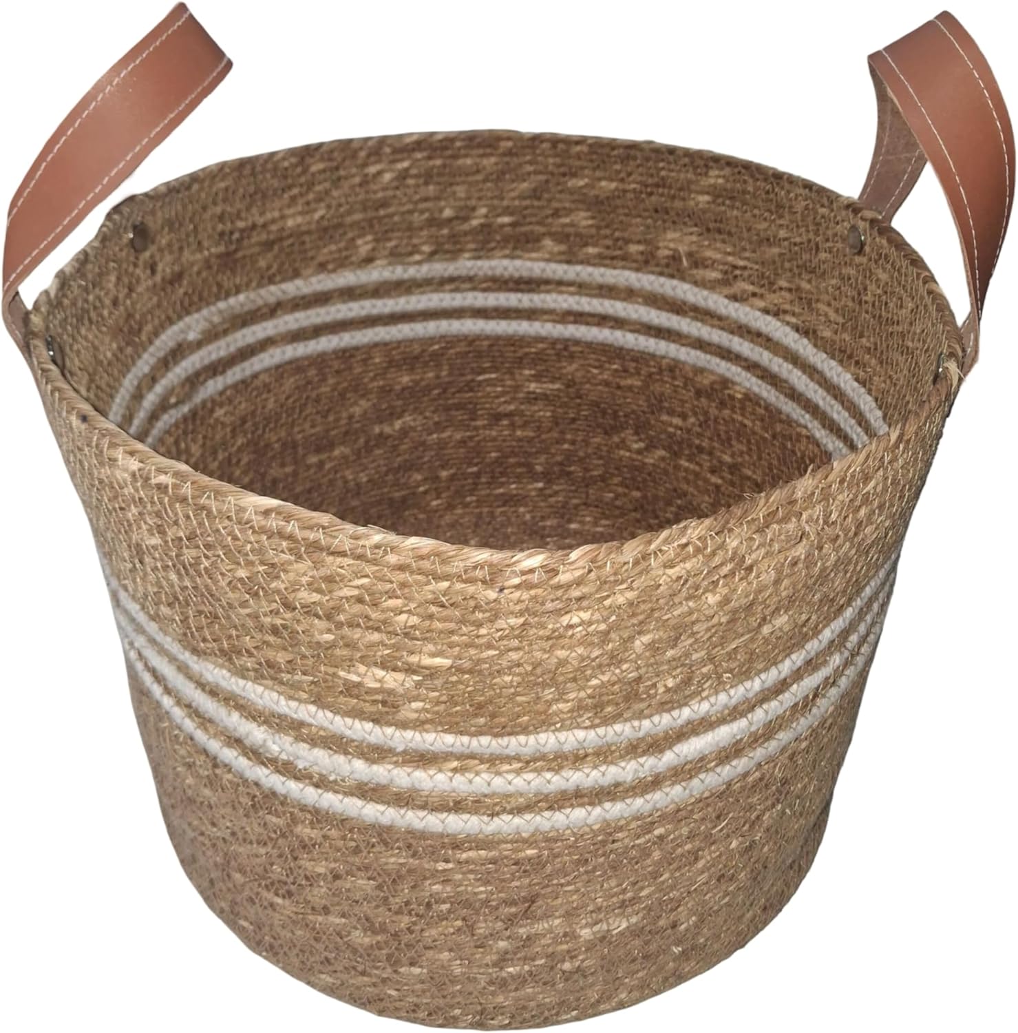 Ashland 12" Natural Jute Woven Storage Basket, Summer Home Decor