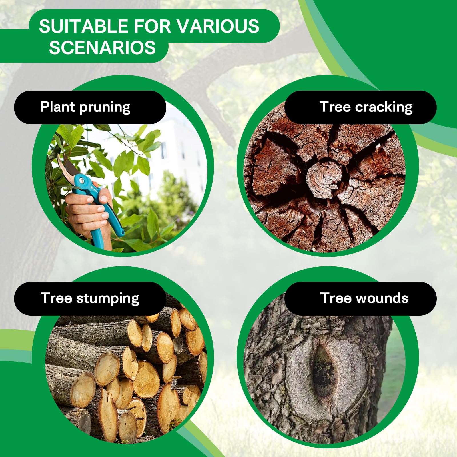 Pasta Cicatrizante para Injertos, Pasta Cicatrizante Plantas, Cicatrizante Arboles, Aplicable a plantas, árboles y Arbustos para Reducir la Escorrentía de Agua y Formar una Película Protectora,300G