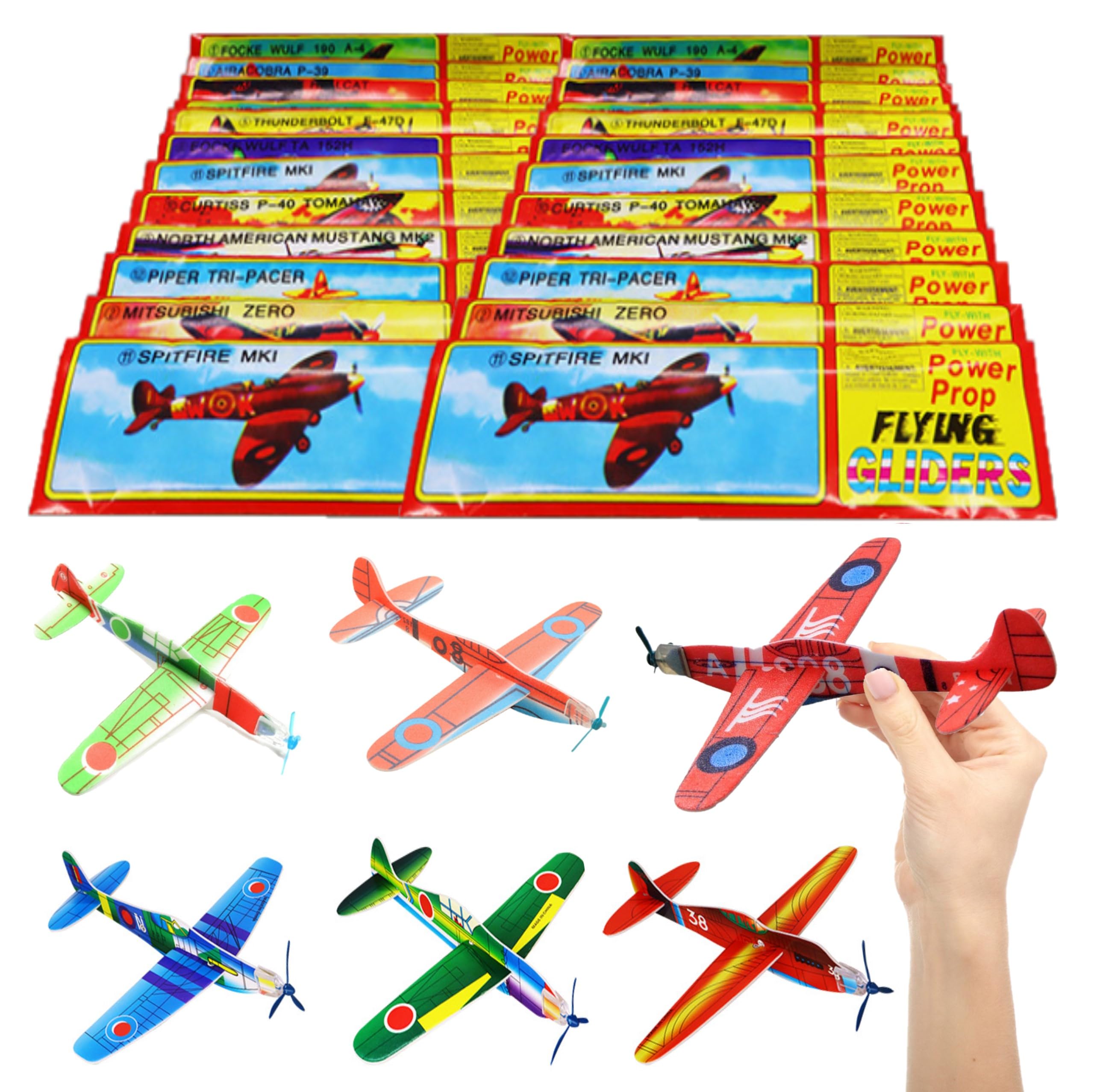 BUKCYUE Pack of 12 Glider Planes Set, Glider Flyer, Polystyrene Aeroplane Model, Gliders for Children, Polystyrene Airplanes, Aviator Throwing Gliders, for School Cone Party Bag Surprise
