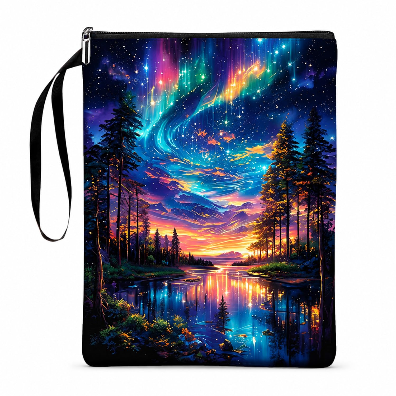 Starry Sky Scenery Book Sleeve, Book Cover Pouch with Zipper & Zipper