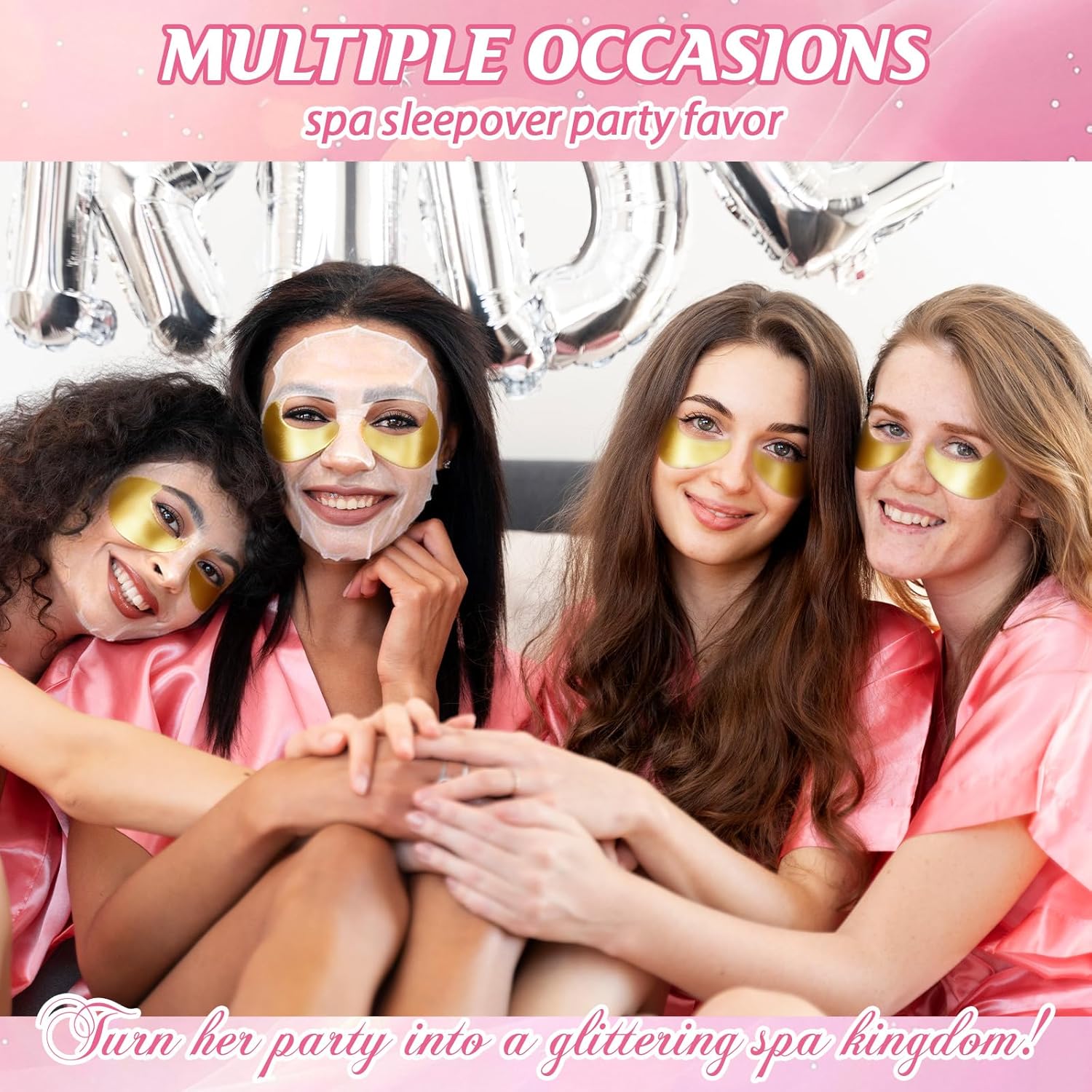 104PCS Sleepover Spa Party Supplies, Include Face Masks, Lip Balm, Hand Cream, Under Eye Patches, Lip Mask, Foot Bath Bombs, Hair Comb, Headband, Spa Birthday Kit for Women Girls Gift Skincare Set