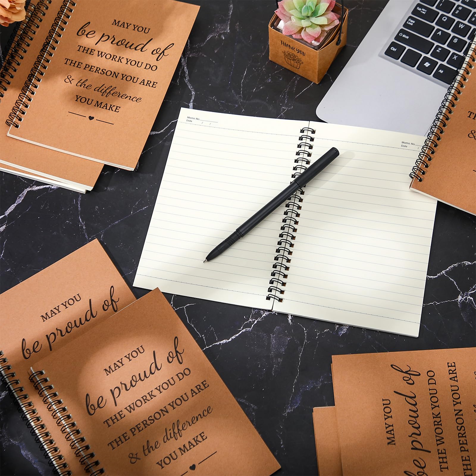 Colarr Lot de 24 carnets à spirale inspirants A5 - Cadeau de remerciement - 15,2 x 20,3 cm - 100 pages/50 feuilles lignées - Journal ligné pour employé, collègue, enseignant, infirmière (marron)