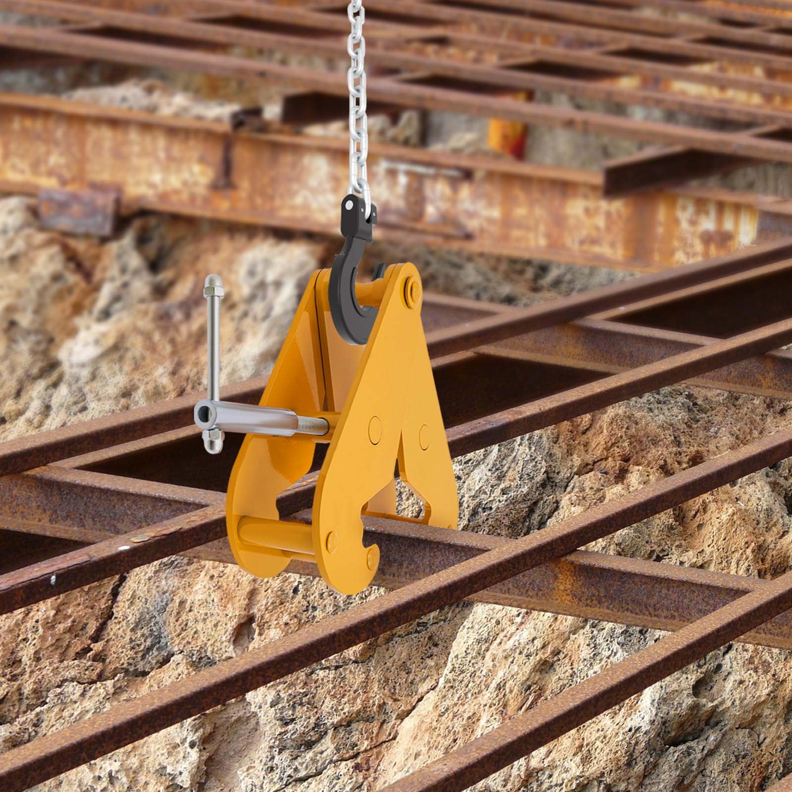 3T/ 6613lbs Vertical Lifting Clamp Beam Metal Lifting Clamp Beam Vertical Clamp Adjustable Jaw Opening Clamp 3.15