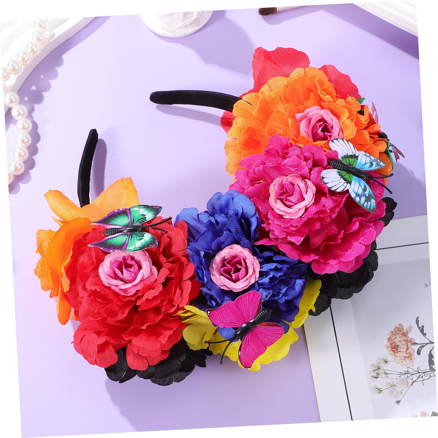 Diadema Floral Flores de Plástico para Novia y Damas