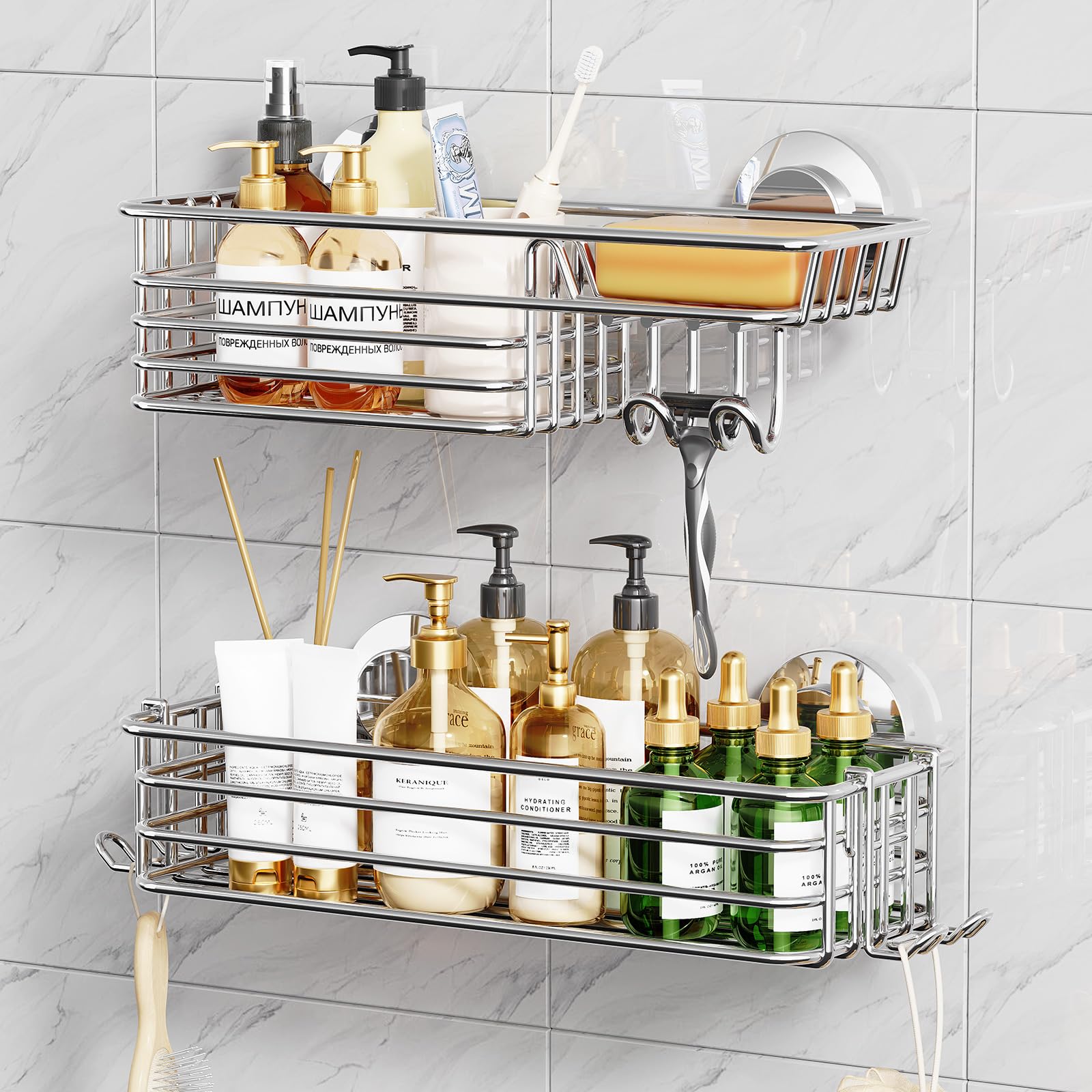 TAILI Shower Caddy Suction Cup 2 Pack - bathroom accessories | Mubboo