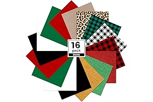 Buffalo Plaid Heat Transfer Vinyl, 16 Sheets HTV Vinyl for Shirts, 11 Vibrant Colors