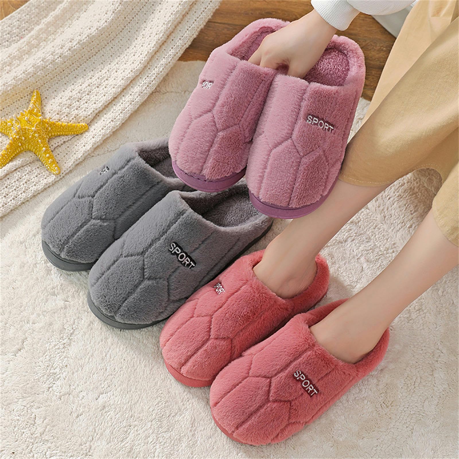Ciabatte Donna Invernali Autunno Coppia di Case Indoor Pantofole di Lana Scarpe Calde Confinamento Non Slittamento più Velluto da Uomo Pantofole da Uomo-Dark Brown-1-42-43
