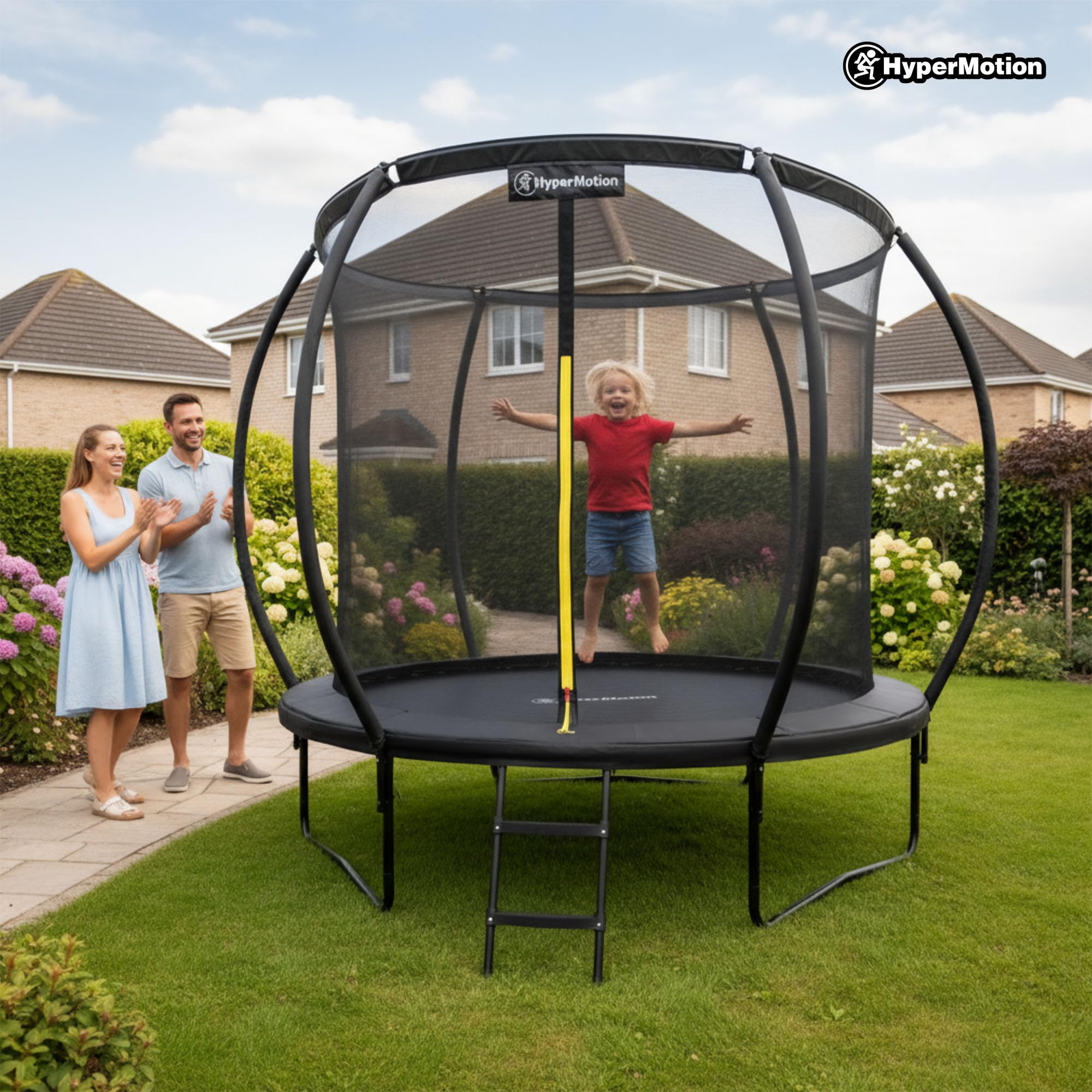 Hypermotion Cama Elastica Niños Exterior - Trampolín de Jardín 244/305/366/430/487 cm Trampolines para Niños con Red de Seguridad - De Secado rápido y Resistente al Agua – Rebote excelente