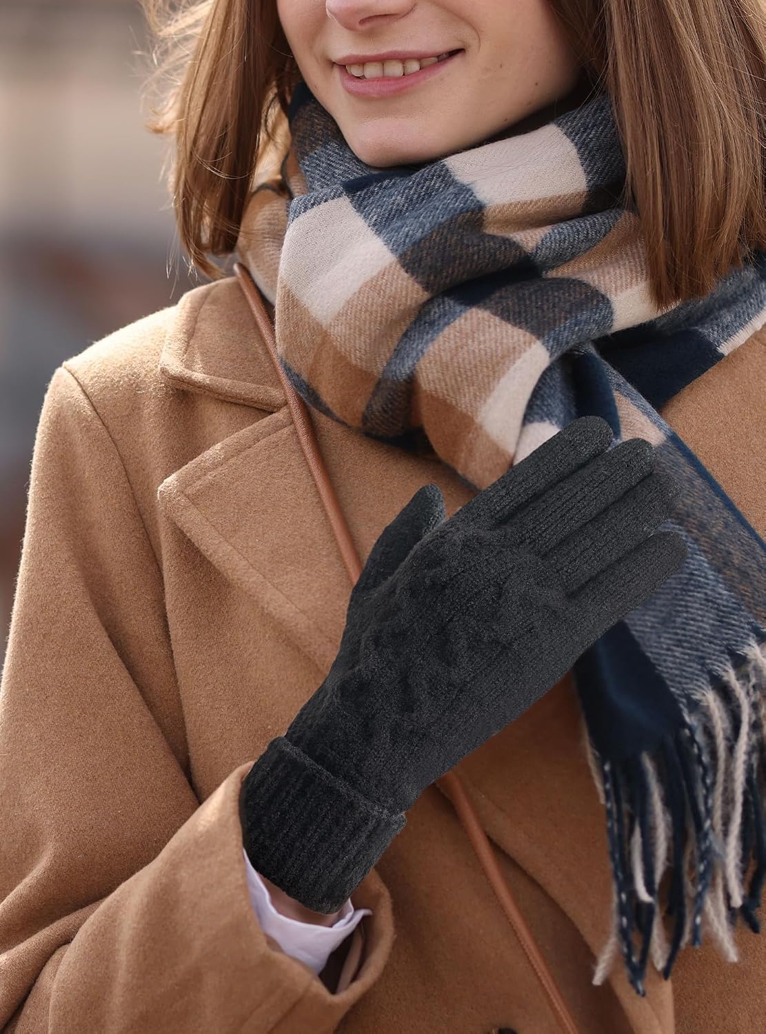 TRENDOUX Womens Alpaca Wool Gloves: Winter Touch Screen Thin Warm Glove for Women Cold Weather Driving Running Cycling Typing