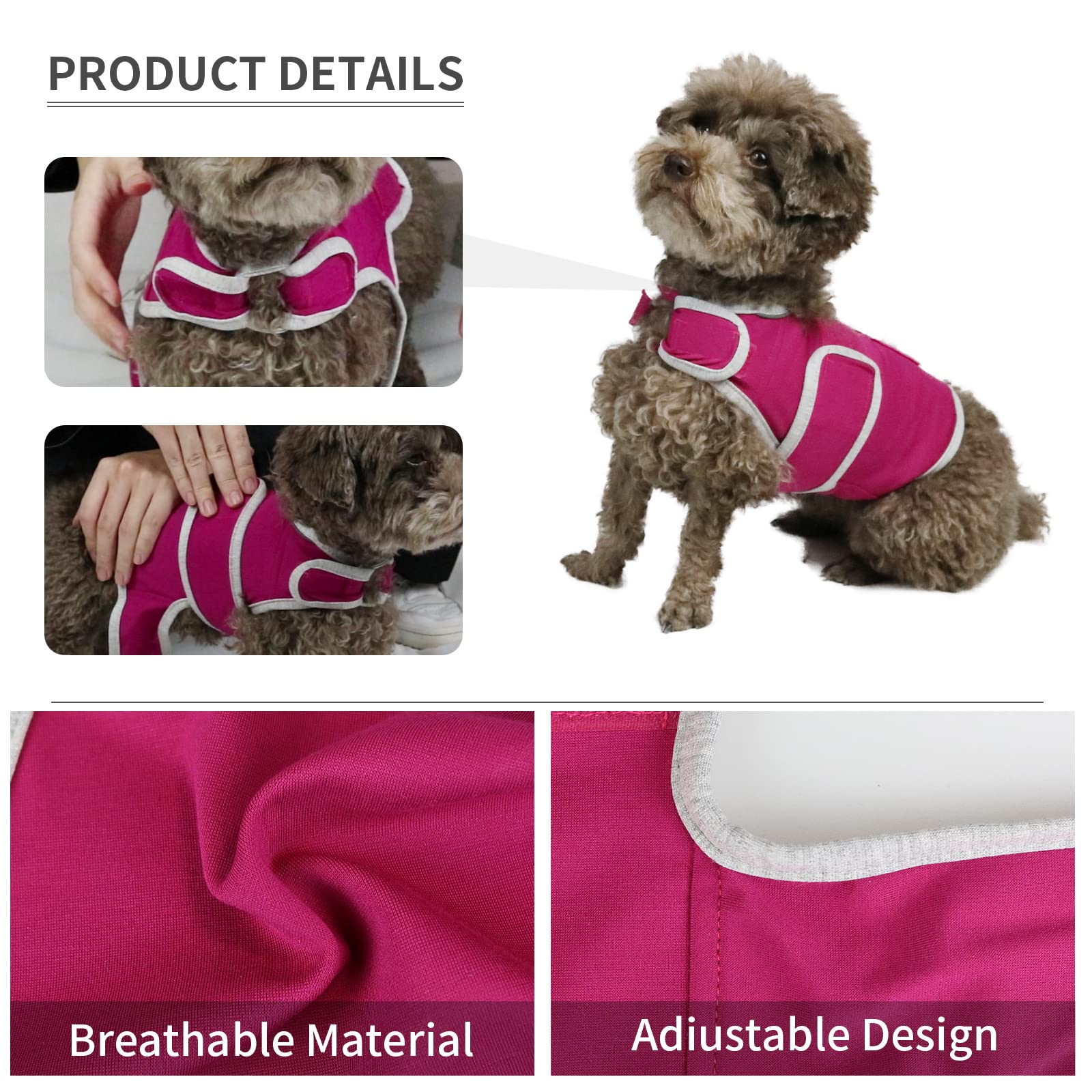 Abrigo para aliviar la ansiedad del perro, chaleco calmante para tormentas eléctricas, viajes, fuegos artificiales, visitas al veterinario (M, rosa)