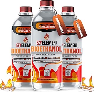 Premium Bioethanol Fireplace Fuel 3x1 Liter - Cleaner-Burning Bioethanol...