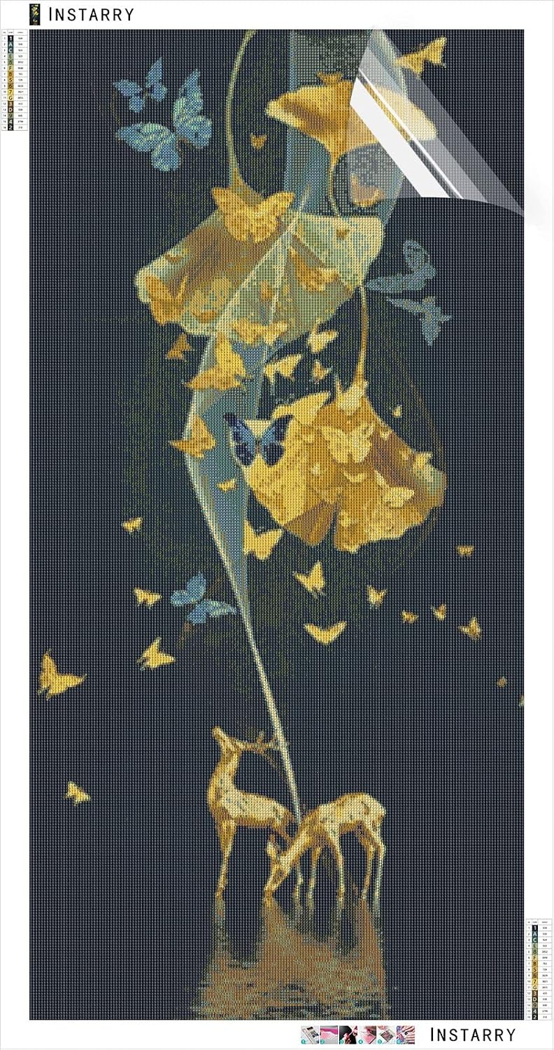 Instarry 5D DIY Diamond Painting Large Size Full Drill Golden Ginkgo Biloba Rhinestones Embroidery Wall Pictures 39.4x19.7 inch