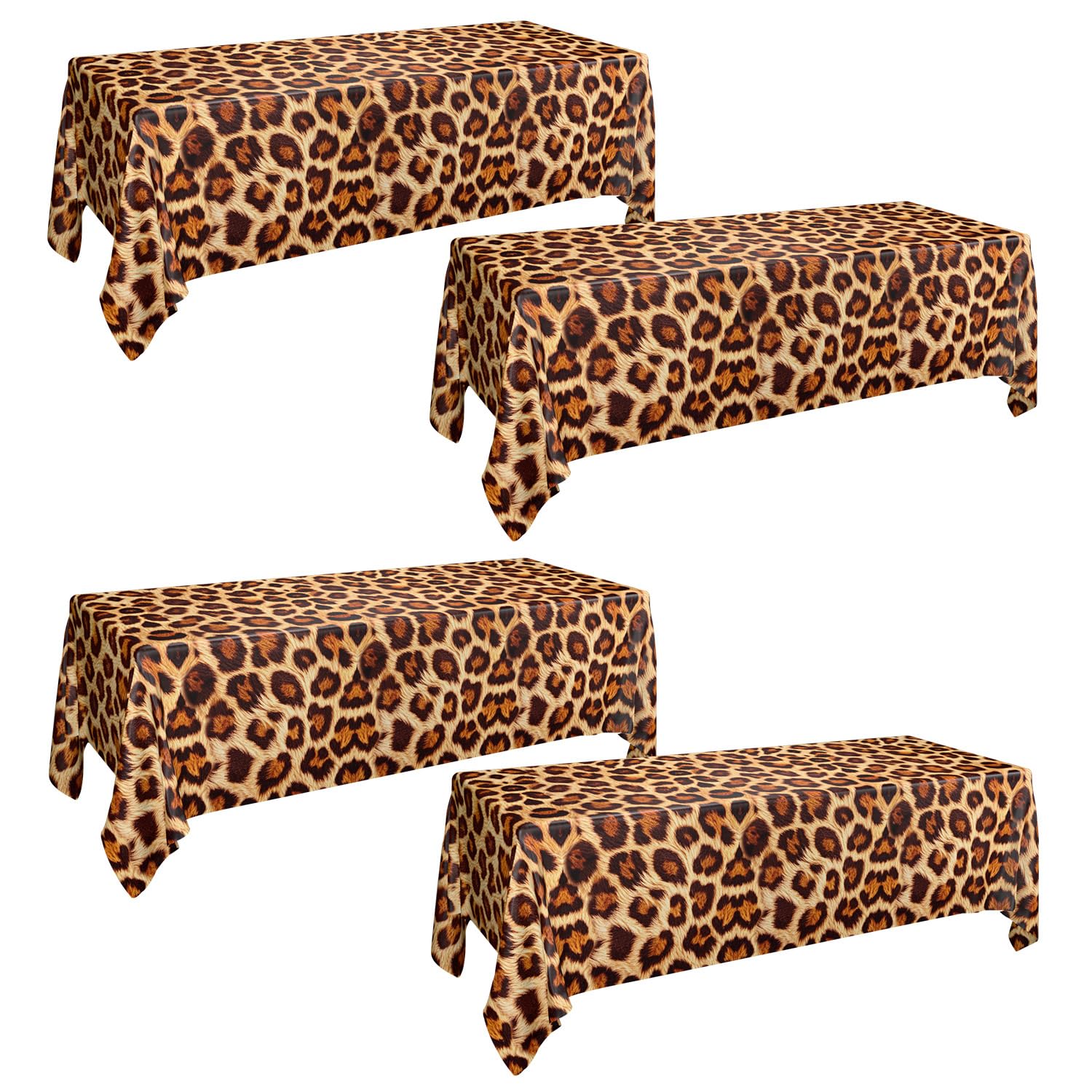 AJINXIN Leopard Print Tablecloths, 4 Pack Cheetah Print Table Cloths Animal Tablecloths Decorations for Birthday Safari Baby Shower and Jungle Theme Party, 130 x 220 cm โ image 1