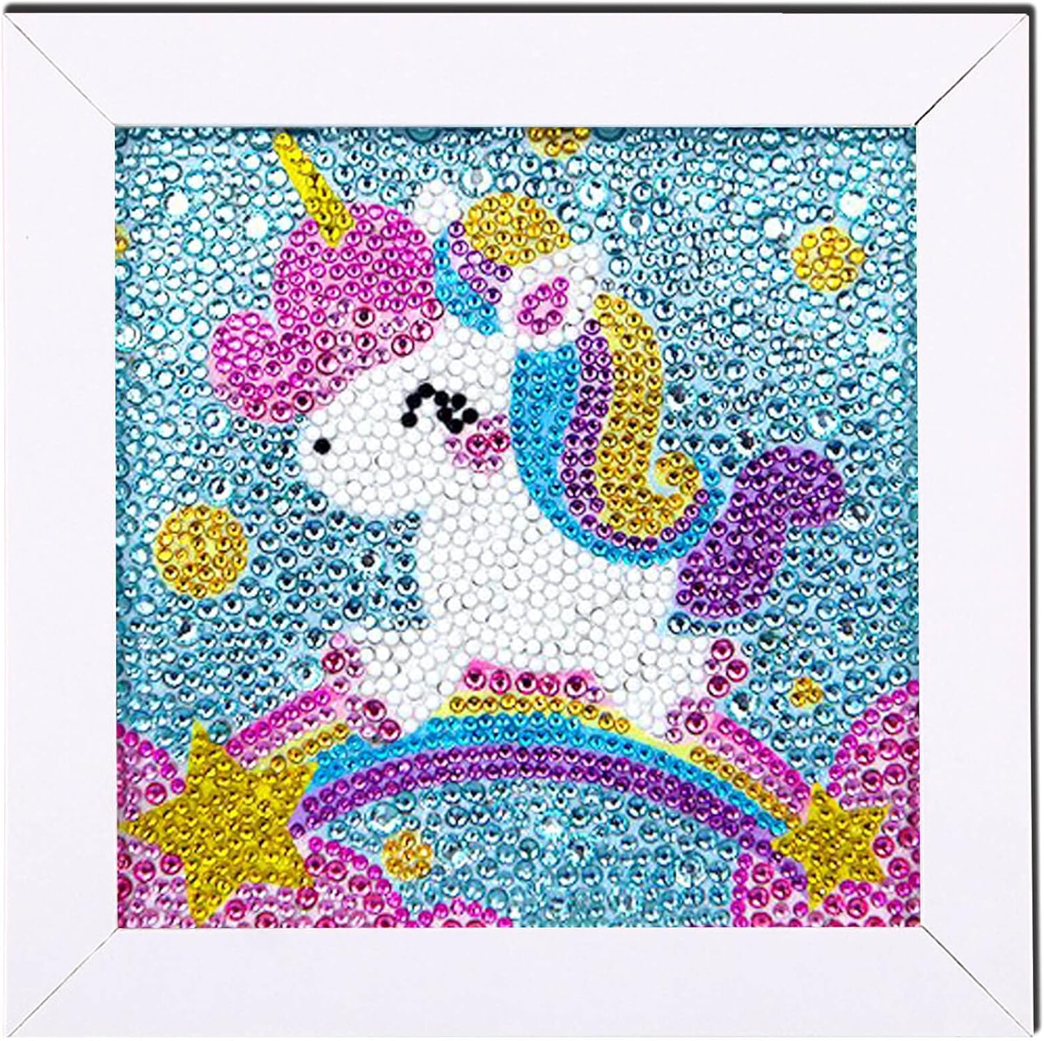 Yamoxls ダイヤモンドアート セット ビーズキット 全面貼り付けタイプ 額縁付き 初心者 絵画 5d モザイク Diy 手作り 手芸 可愛い ハンドメイド 刺繍 飾り 塗装ツール 大人 子供 学生 人気 簡単 暇つぶし 虹の橋とユニコーン