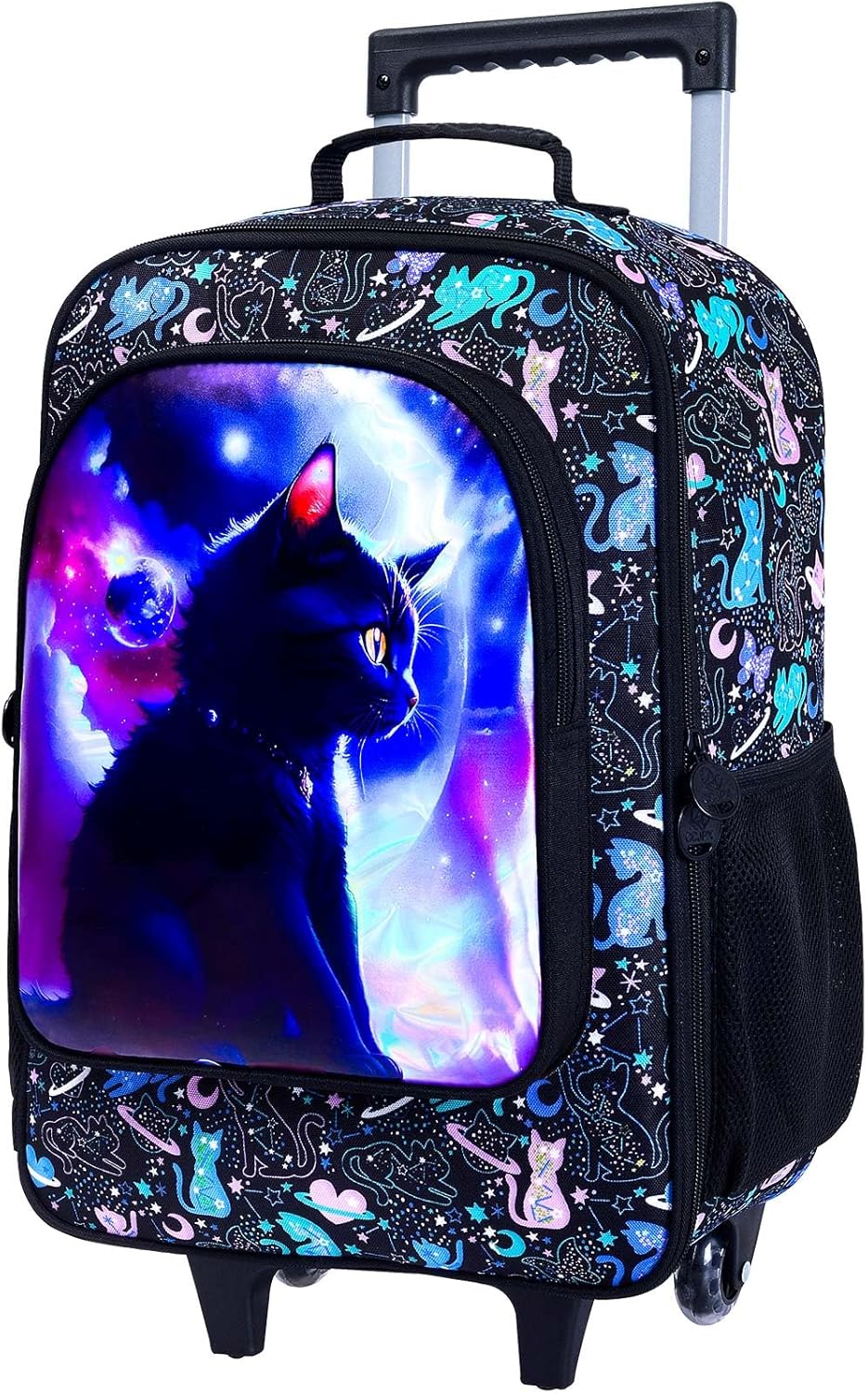 AGSDON Kids Luggage for Girls, Cute Planet Cat Rolling Suitcase Wheels for Children Toddler