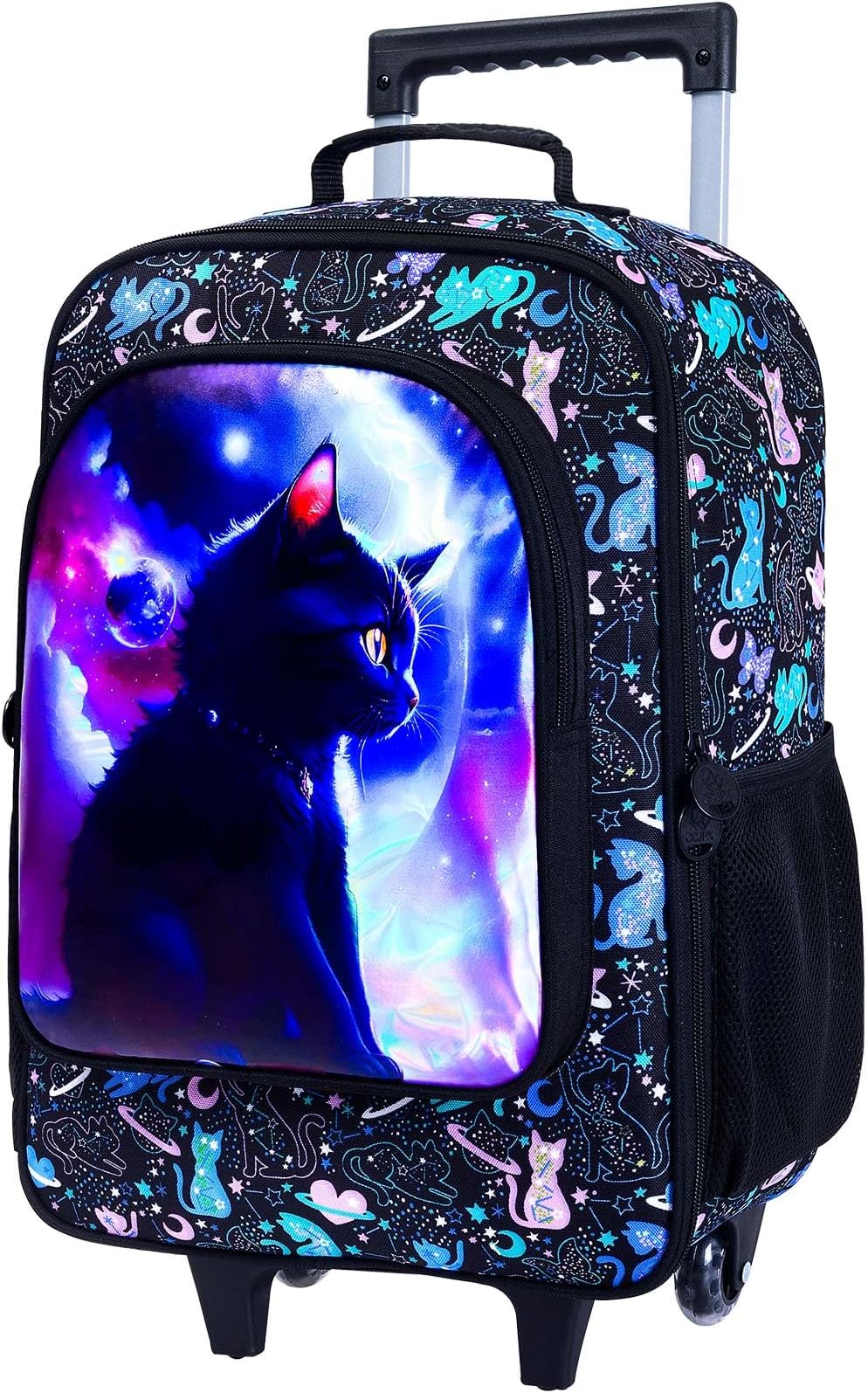 AGSDON Kids Luggage for Girls, Cute Planet Cat Rolling Suitcase Wheels for Children Toddler
