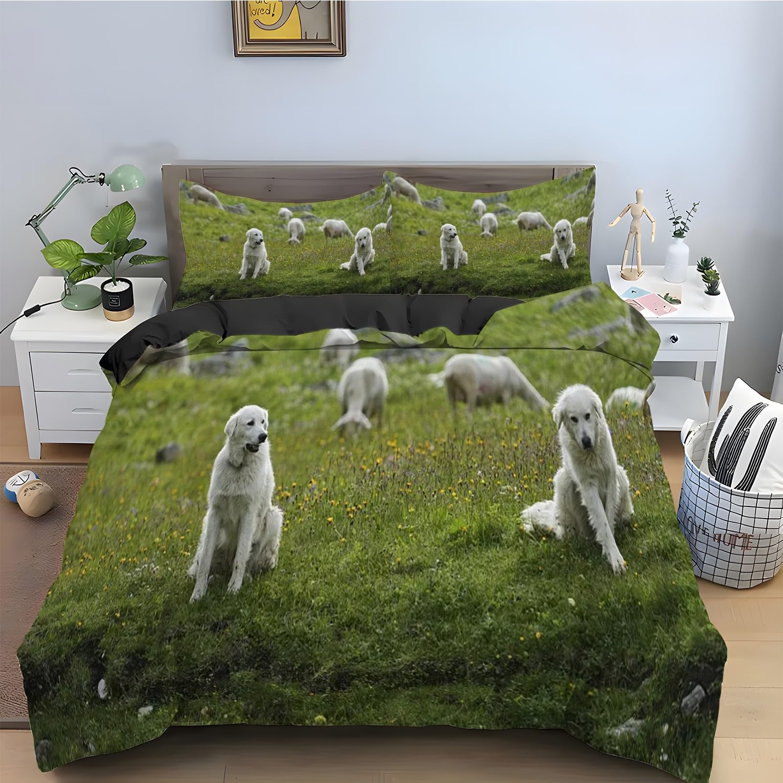 Parure de Lit Chiot avec Housse de Couette 200x200 et Fermeture Éclair Pratique