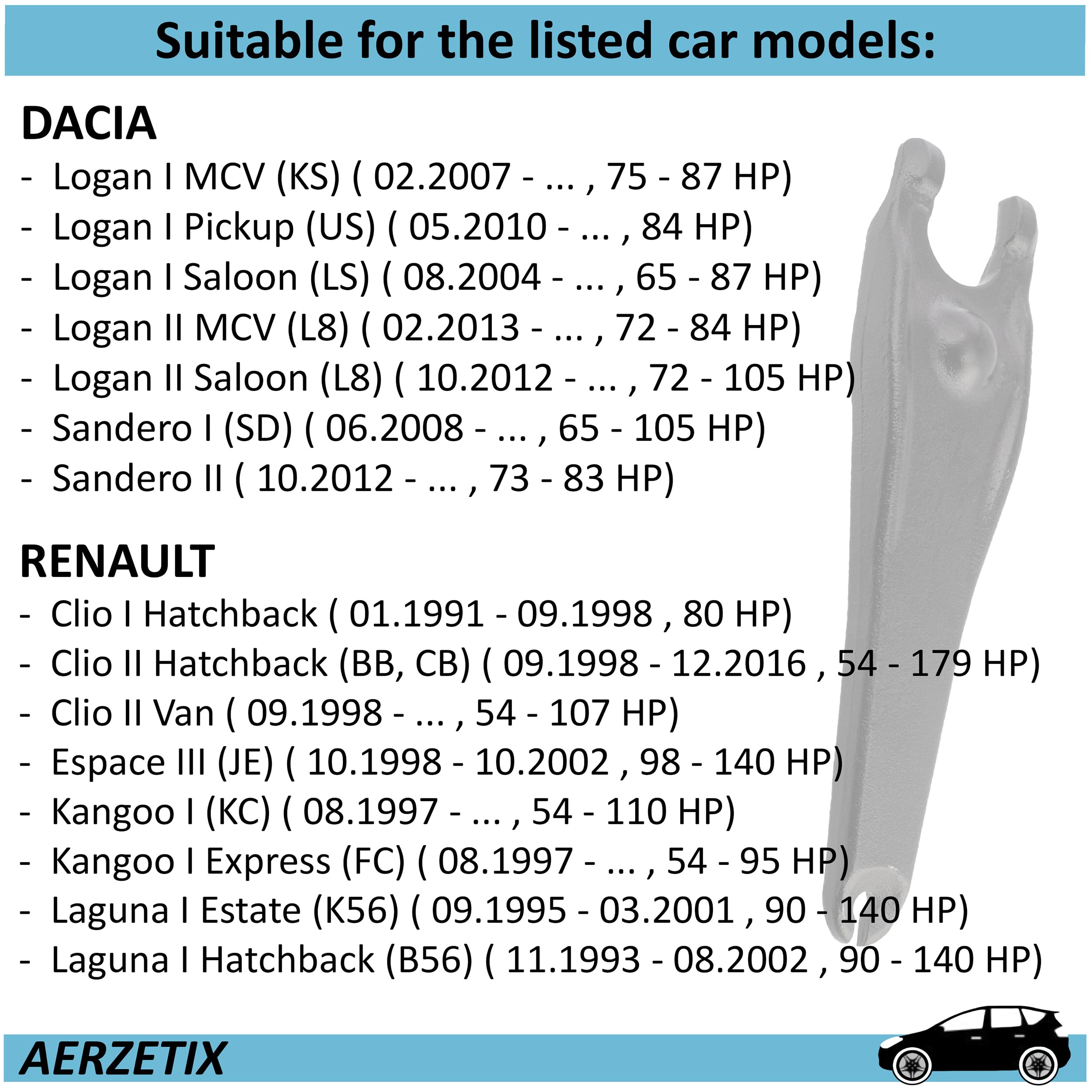 AERZETIX - C43391 - Horquilla de embrague - compatible con números ОЕ 7700112818, 7700861585, 7700875163, 7701478174 - reparación, coche