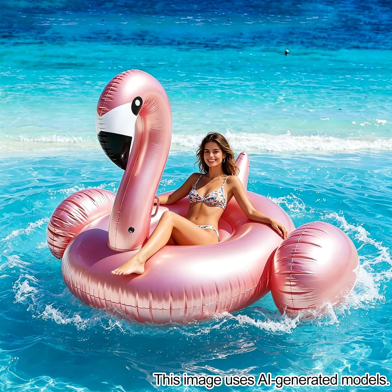 Flotadores Piscina Oro Rosa, Flotador Hinchable Gigante con Asas, PVC Grueso, Colchoneta para Piscina, Lago y Playa