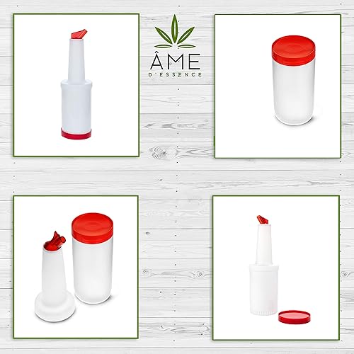 Miniatura 2 de AME D'ESSENCE (6-PC-1Qt) Red Store N Pour - Contenedores para botellas con boquilla Flow-N-Stow para jugo de fruta y licor, botellas para verter