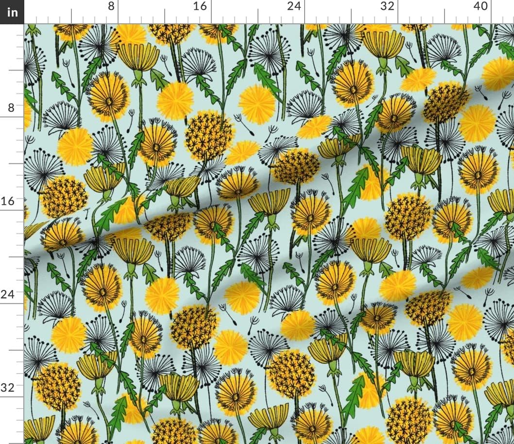 Spoonflower Fabric - Midcentury Dandelions Floral Garden Botanical Printed on Petal Signature Cotton Fabric Fat Quarter - Sewing Quilting Apparel Crafts Decor