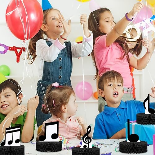 Miniatura 6 de Paquete de 14 centros de mesa de nido de abeja con notas musicales, decoraciones de fiesta temáticas musicales reutilizables, decoración de mesa