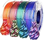 AMOLEN Silk PLA 3D Printer Filament Bundle, Shiny Dual Color Filament 1.75mm Pack, Multi Color Change 3D Printing Filament for Most FDM 3D Printer, 4 Spools 200g Each