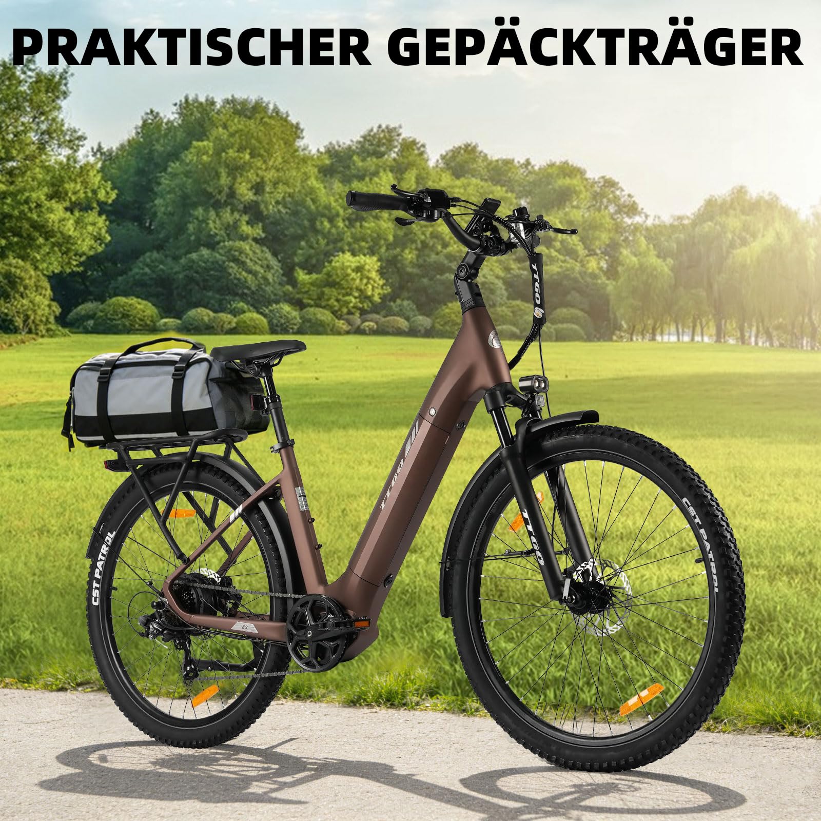 ttgo Z3 27.5Zoll E-Bike, für Damen & Herren, Pedelec mit 48V 15Ah Akku, bis 120 km Reichweite, 250W Heckmotor 70Nm, Shimano 7-Gang, hydraulische Scheibenbremsen, StVZO, 6061 Alu-Rahmen