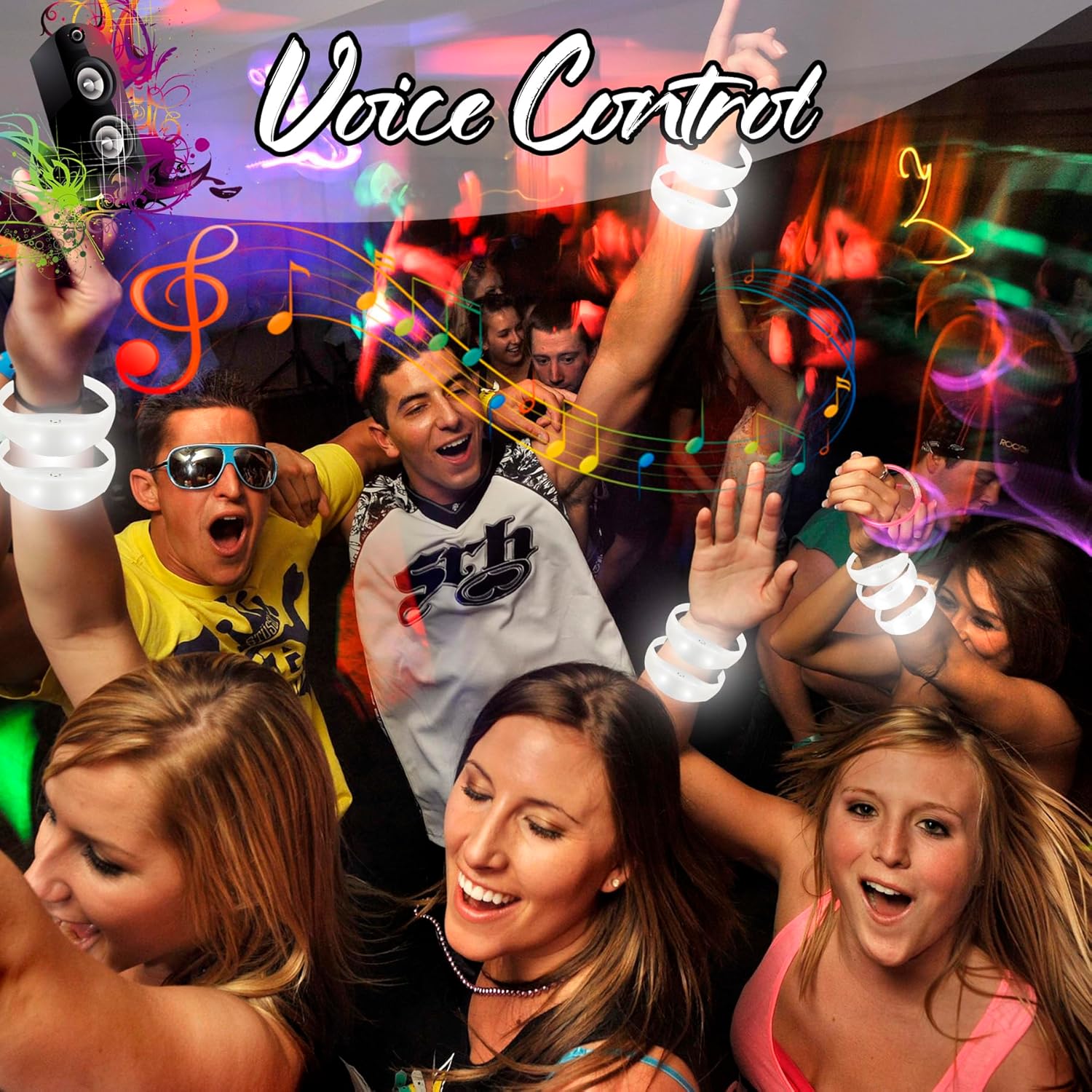 24 Pcs Sound Activated LED Glow Bracelets Light Up Bracelets for Adults Glow in the Dark Bracelets Neon Supplies for Concert - Image 2