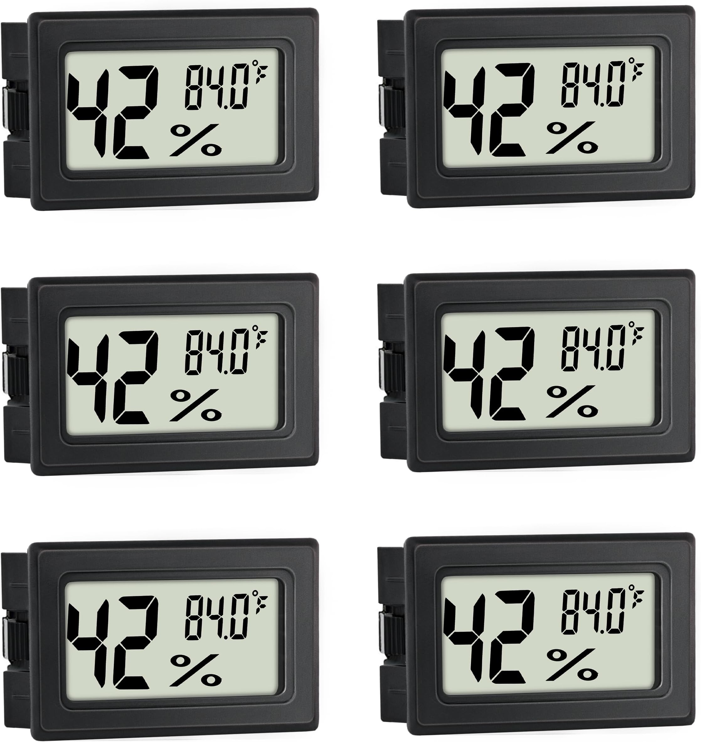 EWPJDK Humidity Meters 6 Pack Mini Digital Electronic Temperature with Fahrenheit (℉) for Humidors, Refrigerator, Greenhouse, Garden, Cellar, Closet