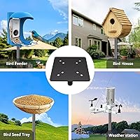 Vista 3 de Soporte para comedero de pájaros, poste de 95 pulgadas para pájaros para exteriores, resistente, 5 puntas de base, soporte ajustable para comedero