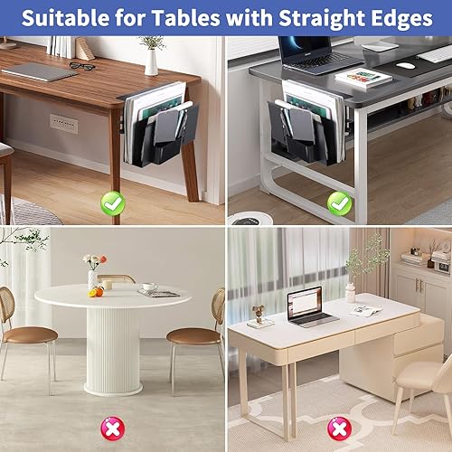 Miniatura 4 de osseph Organizador lateral de escritorio de 2 niveles, organizador de escritorio lateral de metal con soporte magnético para bolígrafo, sin taladrar