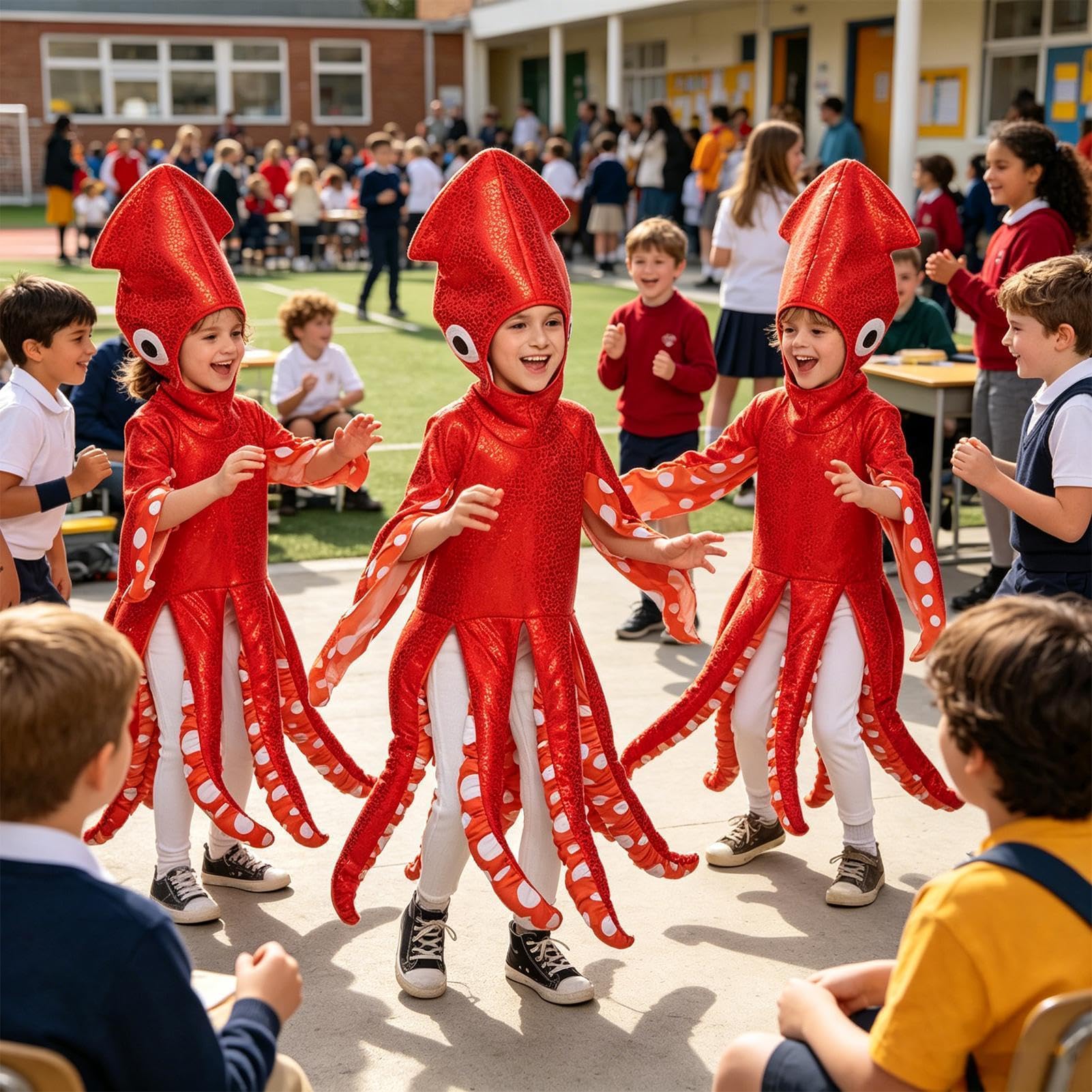Kostium Ośmiornicy Dziecięcy Uniseks Czerwony Strój Ośmiornicy | Strój Podwodny Na Przyjęcia, Cosplay, Urodziny, Parki Tematyczne, Występy Sceniczne, Święta,