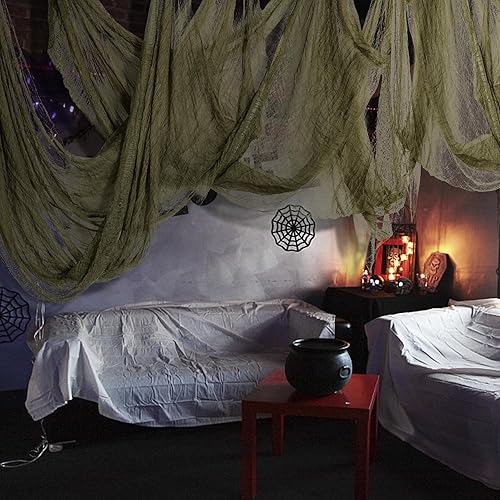 Miniatura 5 de Tela espeluznante de Halloween de 400 x 71 pulgadas, tela espeluznante de Halloween, tela espeluznante de gasa aterradora para casa encantada,