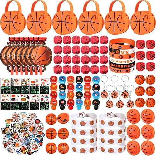 Aoriher 206 unidades de regalos de fiesta de baloncesto para el día de San Valentín, regalos de fiesta deportiva, bolsas de regalo de fieltro, lazos