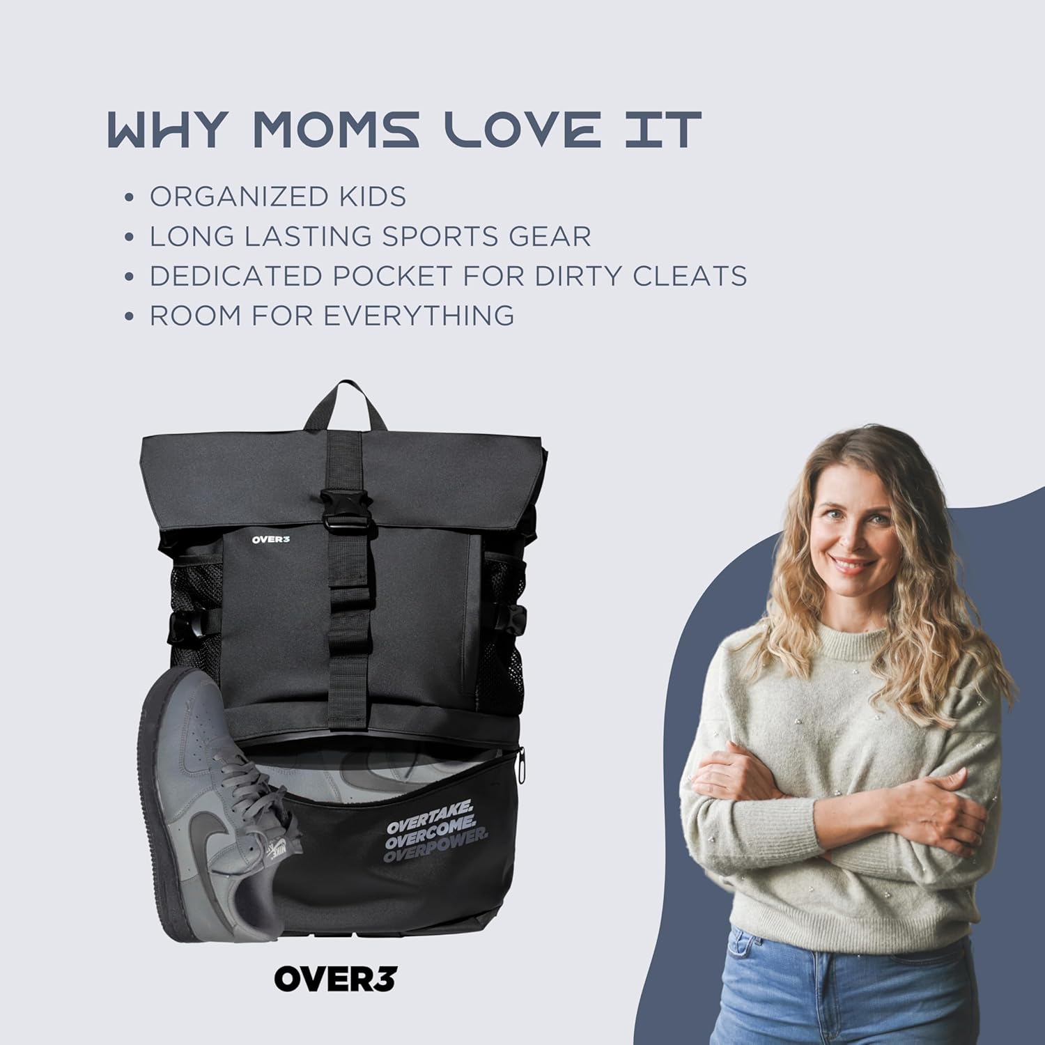 OVER3 Basketball Backpack Large - with Shoe & Laptop Compartment - Versatile Bag for Basketball, Soccer, Volleyball, Football and Travel - Men & Women - Black image 5 of 7 B0C3PGLNPH