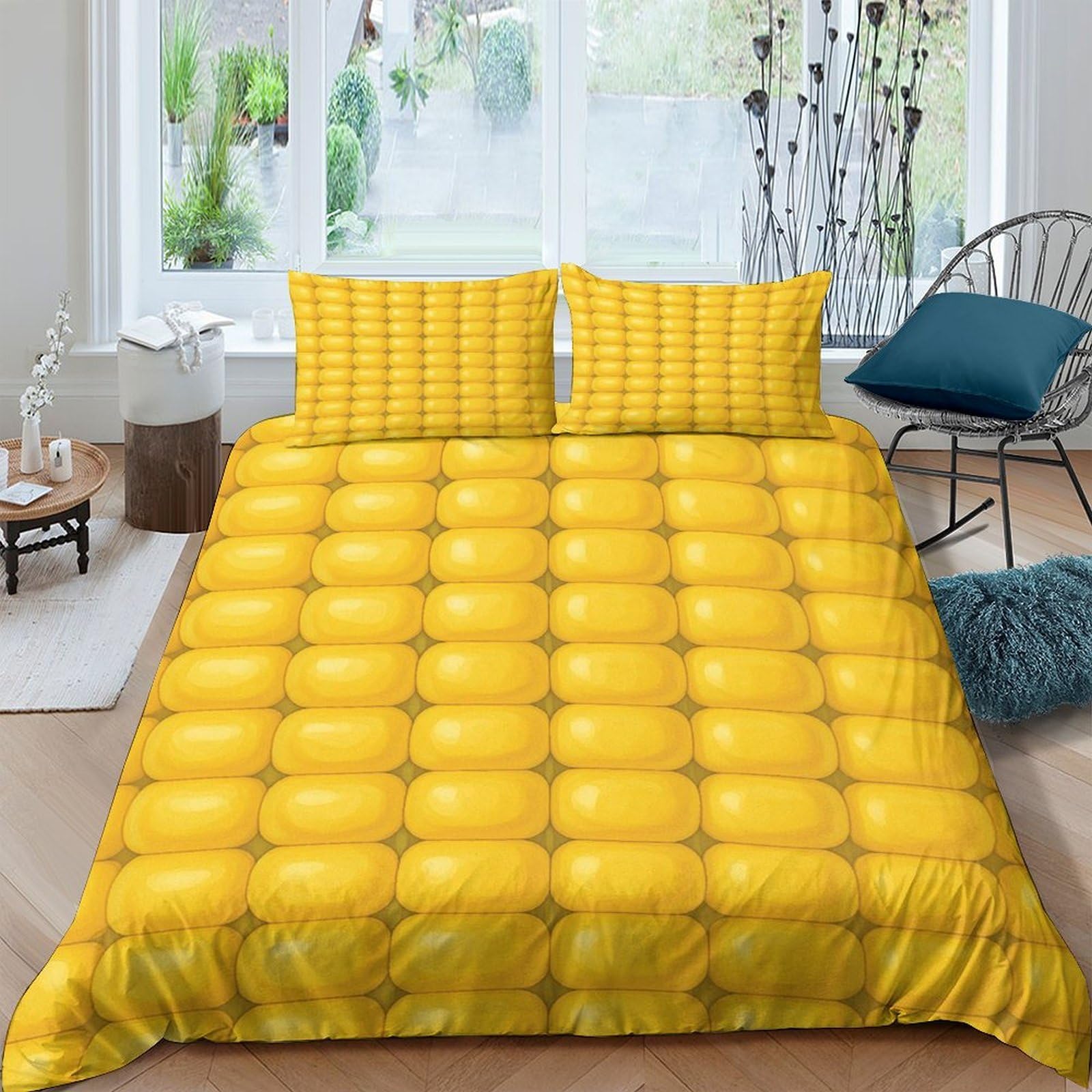 Housse couette maïs 3D 140x200 ado pour lit sans éclat