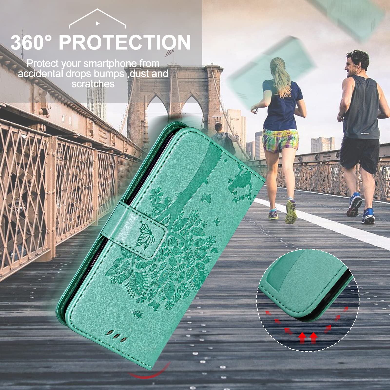 KANVOOS Cover per Xiaomi Redmi Note 12 PRO 5G / Poco X5 PRO 5G, Custodia a Libro in Pelle PU con Silicone TPU, Flip Caso Portafoglio (Verde) - Vista 6