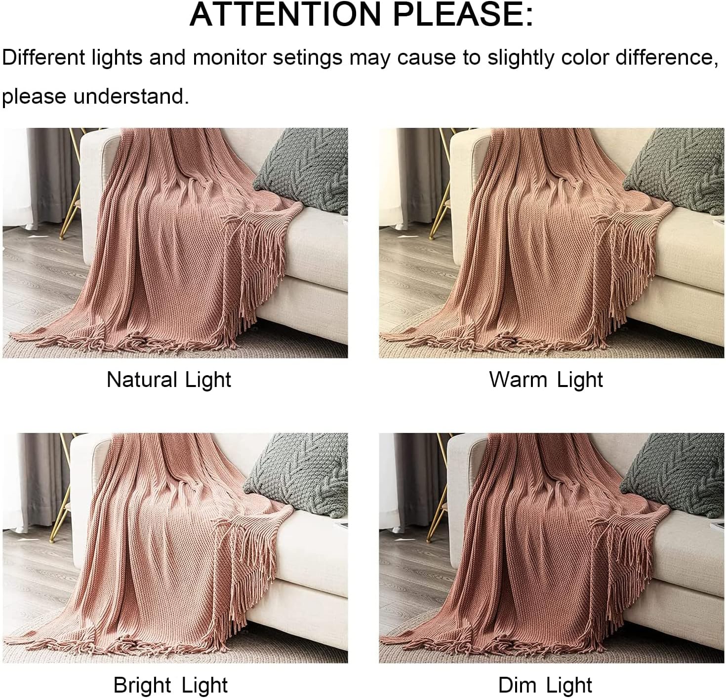 lifein Pink Throw Blanket for Couch, Soft Boho Decor Bed Throw,Cozy Chenille Knitted Small Farmhouse Lightweight Throw (Pink,50 * 60") - Image 7