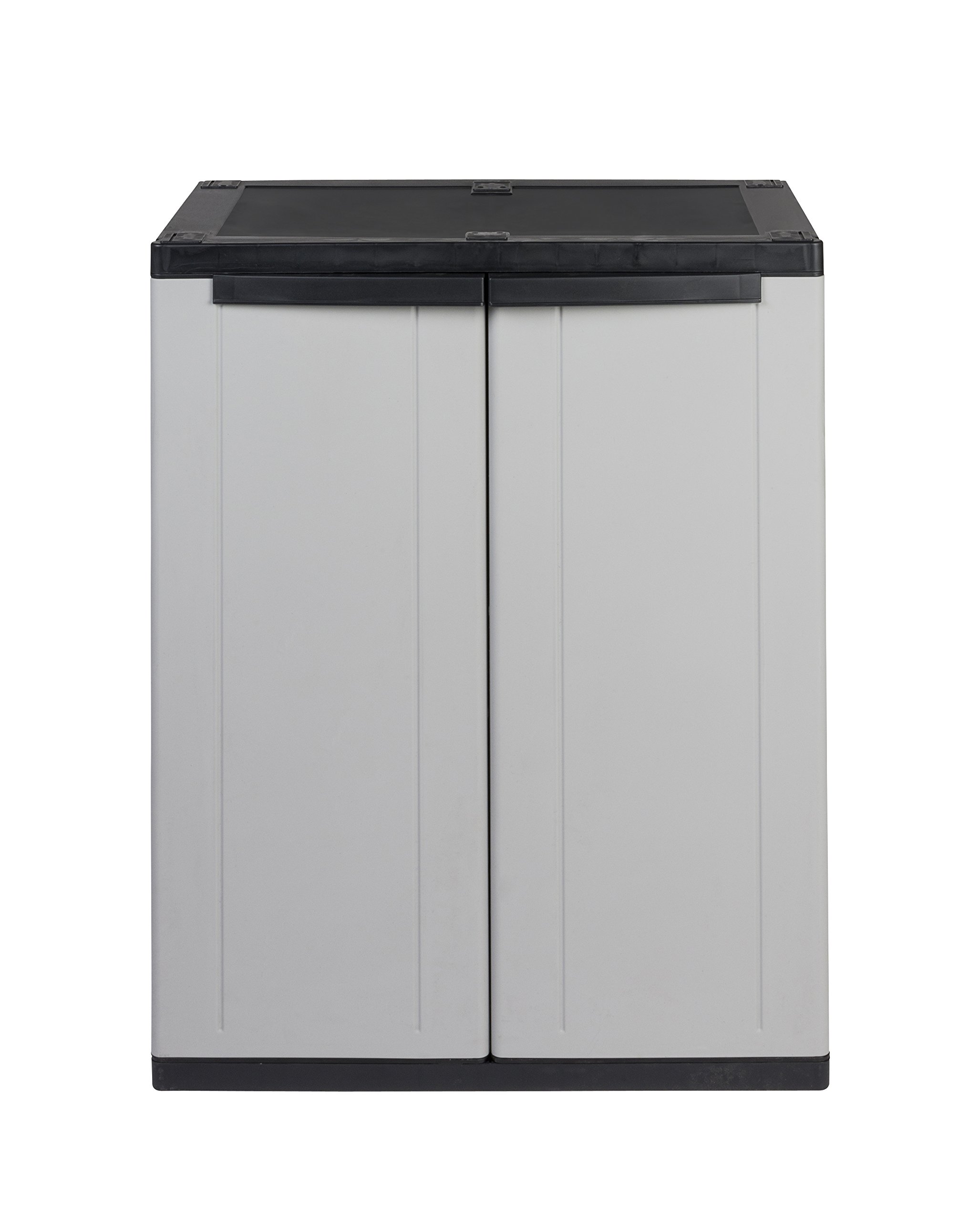 Kreher Kunststoffschrank Balkonschrank 2er-Set, grau, abschließbare Türen
