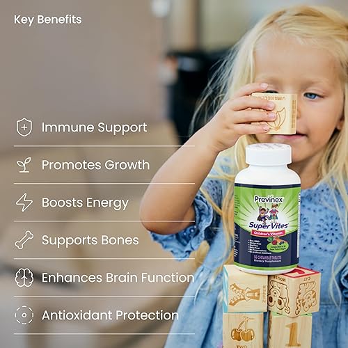 Miniatura 4 de Super Vites® - Multivitamínico para niños, tabletas masticables, sin gluten, sin soja, sin lácteos y sin conservantes con 28 súper frutas y verduras