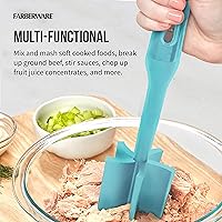 Vista 6 de Farberware Triturador de carne y patatas de nailon resistente al calor, seguro para utensilios de cocina antiadherentes, cielo aguamarina
