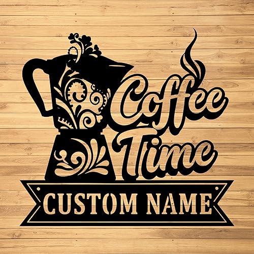 Miniatura 1 de Personalized Coffee Metal Wall Art, Coffee Metal Wall Sign, Custom Name Decor, Kitchen Theme