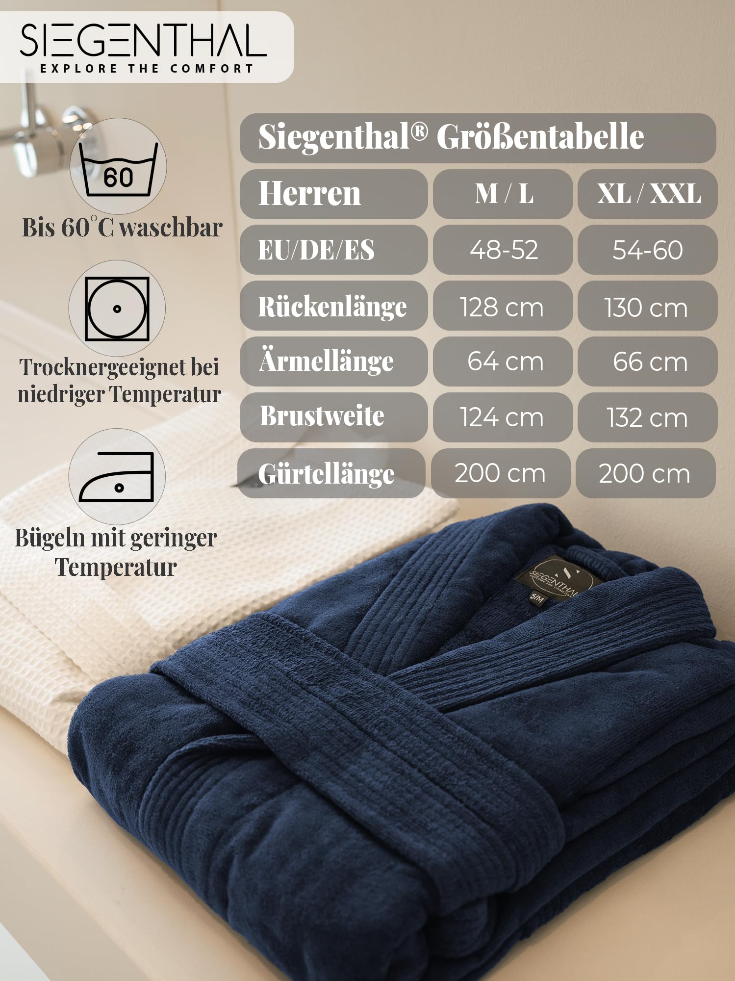 Herren Bademantel Frottee Velour 100% Baumwolle mit Schalkragen Weich M bis XXL – Kuscheliger Bademantel für Männer, Sanft, Komfortabel, Waschbar, Weich