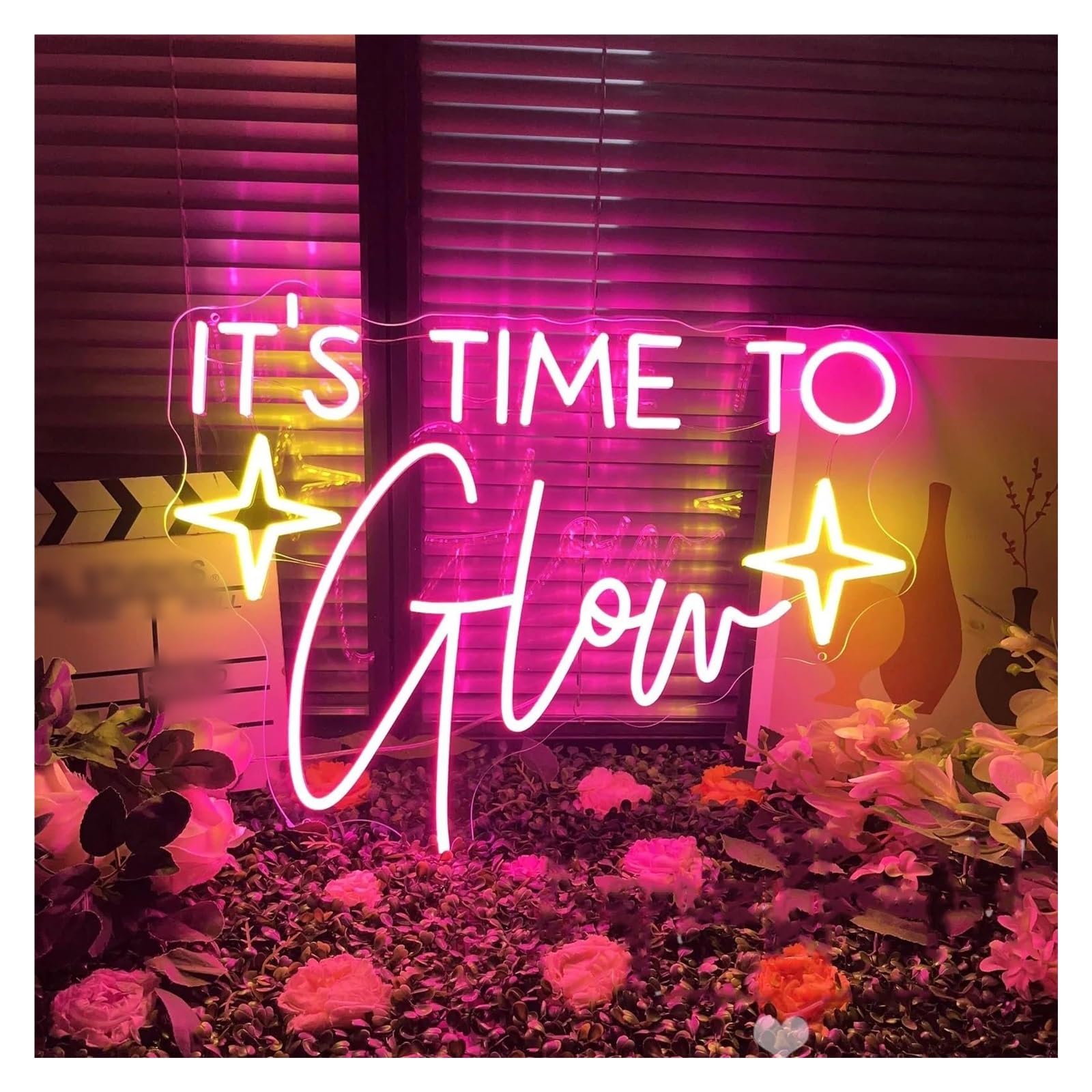 SHOUXI Sign Lamp It's Time to Glow Neon Sign, Girl Glow Party, Beauty Room Hair Salon Spa Home Wall Decor, Personalized 43х32cm(A)