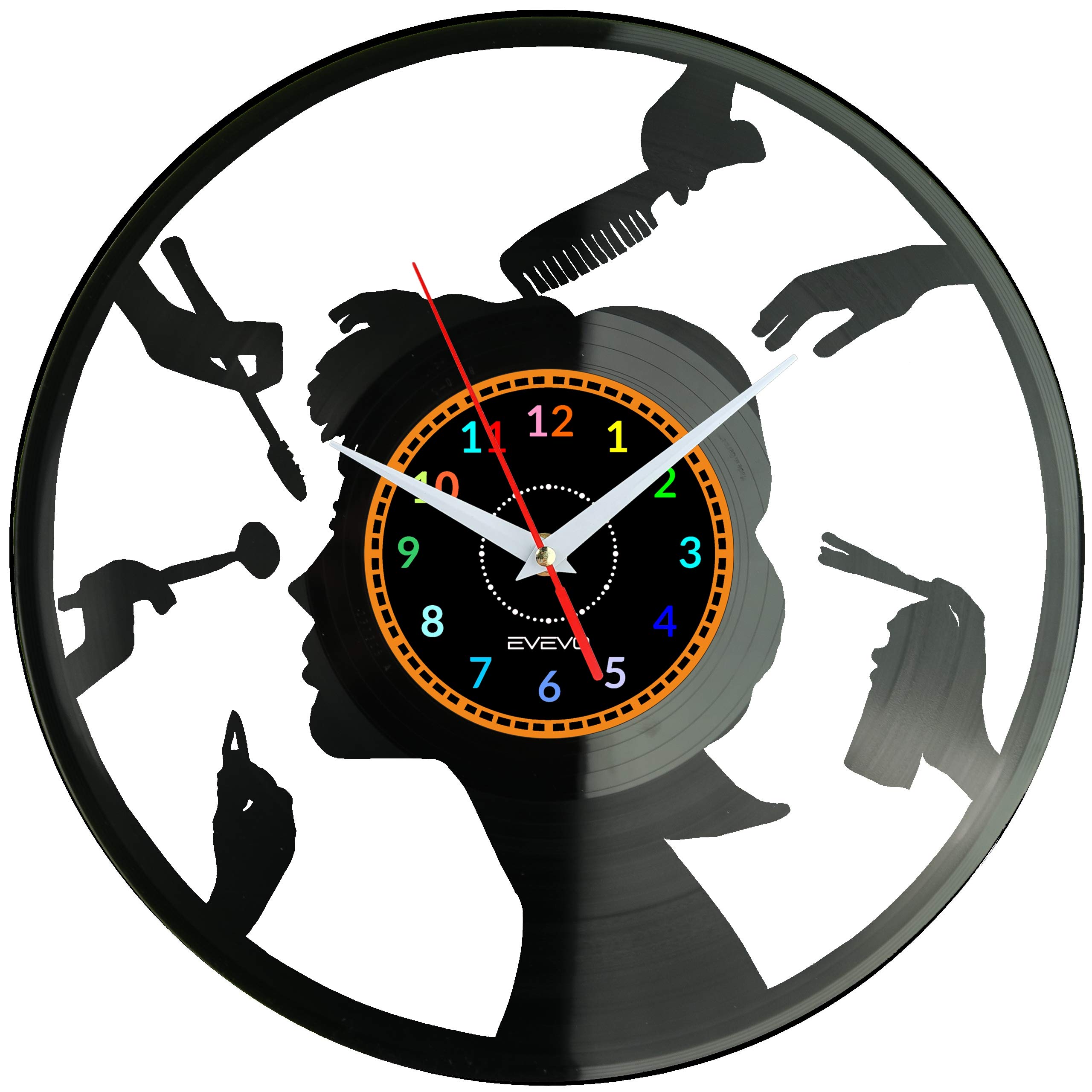 Horloge vinyle salon de beauté déco silencieuse sans tic-tac mur spa
