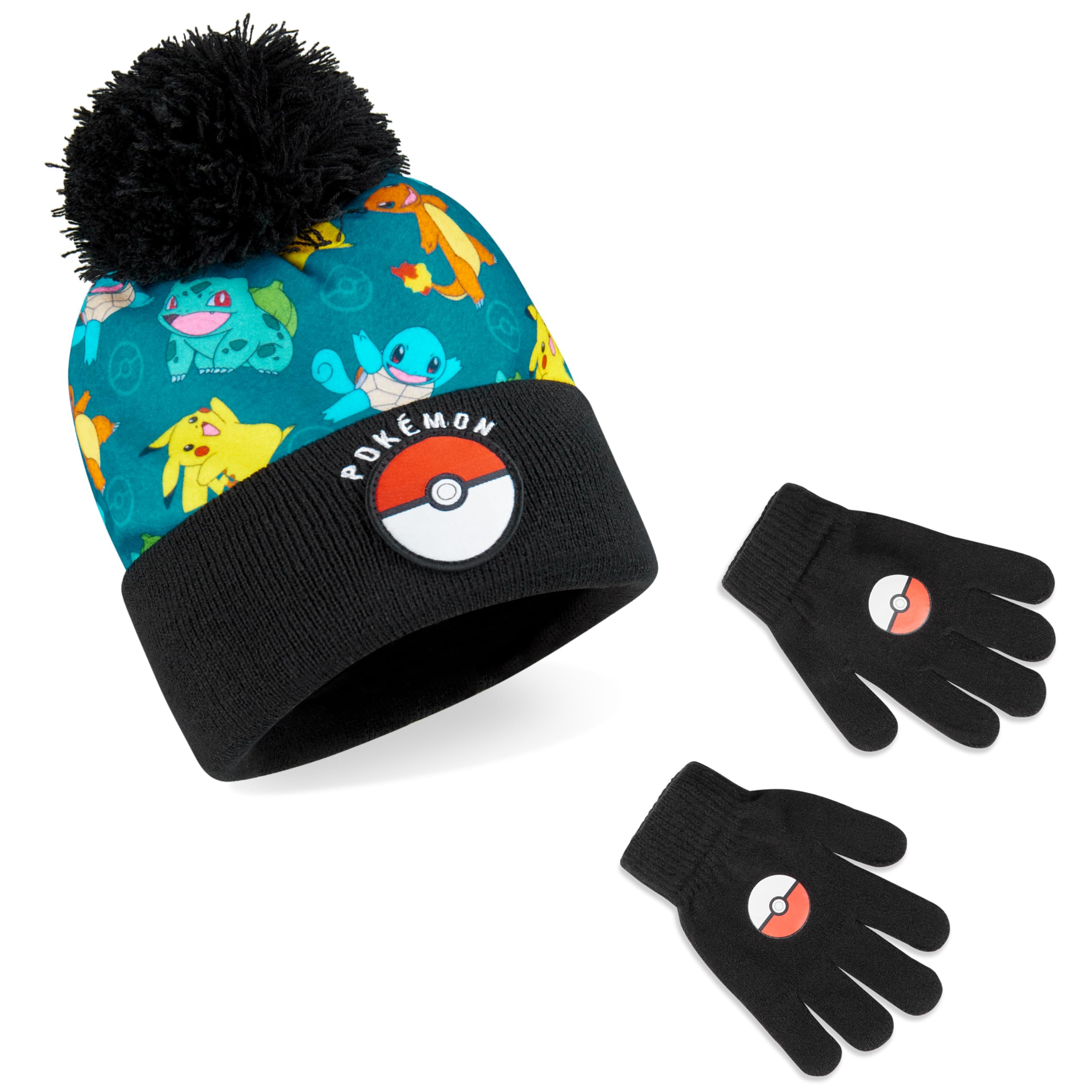 Pokémon Conjunto Bufanda Gorro y Guantes Niño o Guantes y Gorro, Accesorios de Invierno, 4-12 Años, Pikachu Regalos de Anime