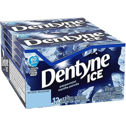 Dentyne Goma de mascar de hielo, menta, 12 unidades Importado de Canadá