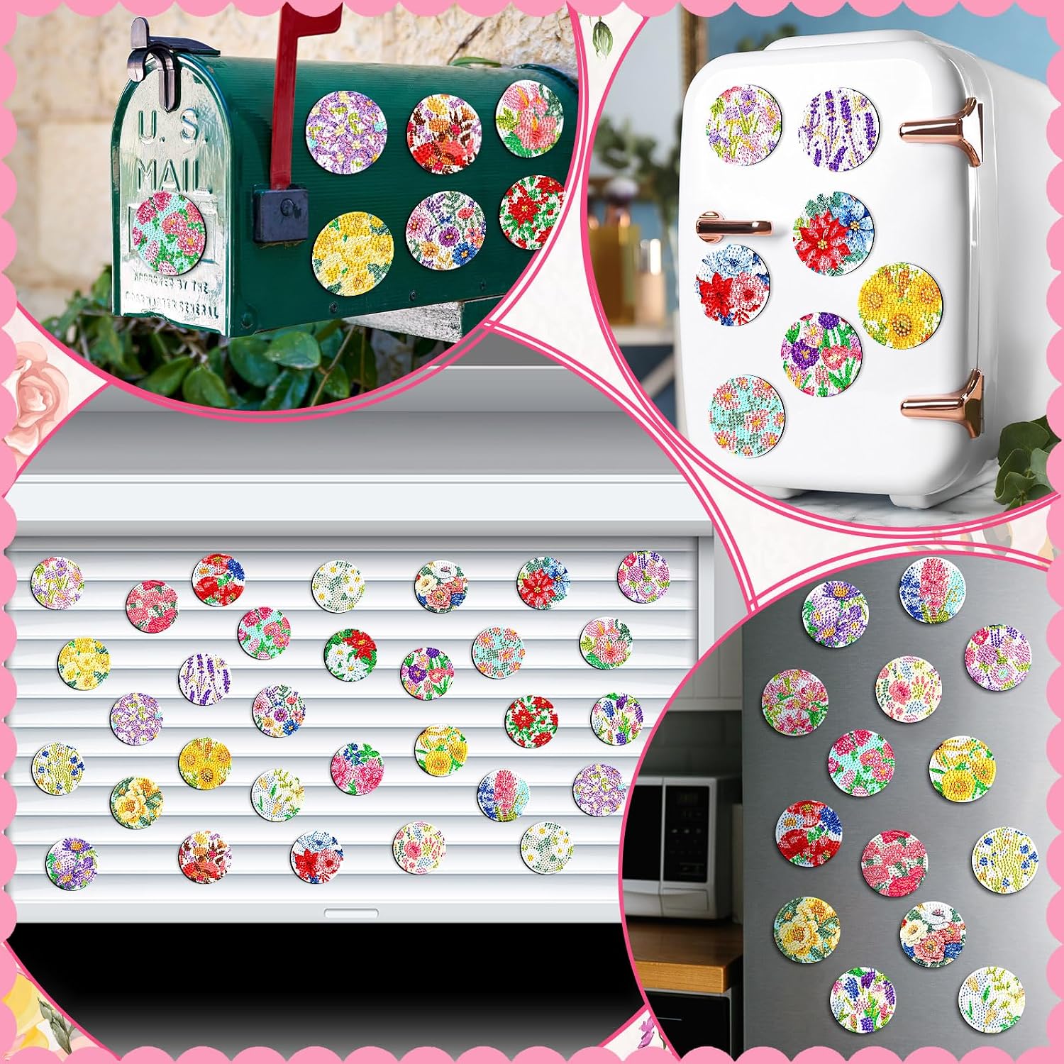 Copkim 30 Pcs Diamond Art Magnets Kits Flower Dots Fridge Magnetic Stickers image 5