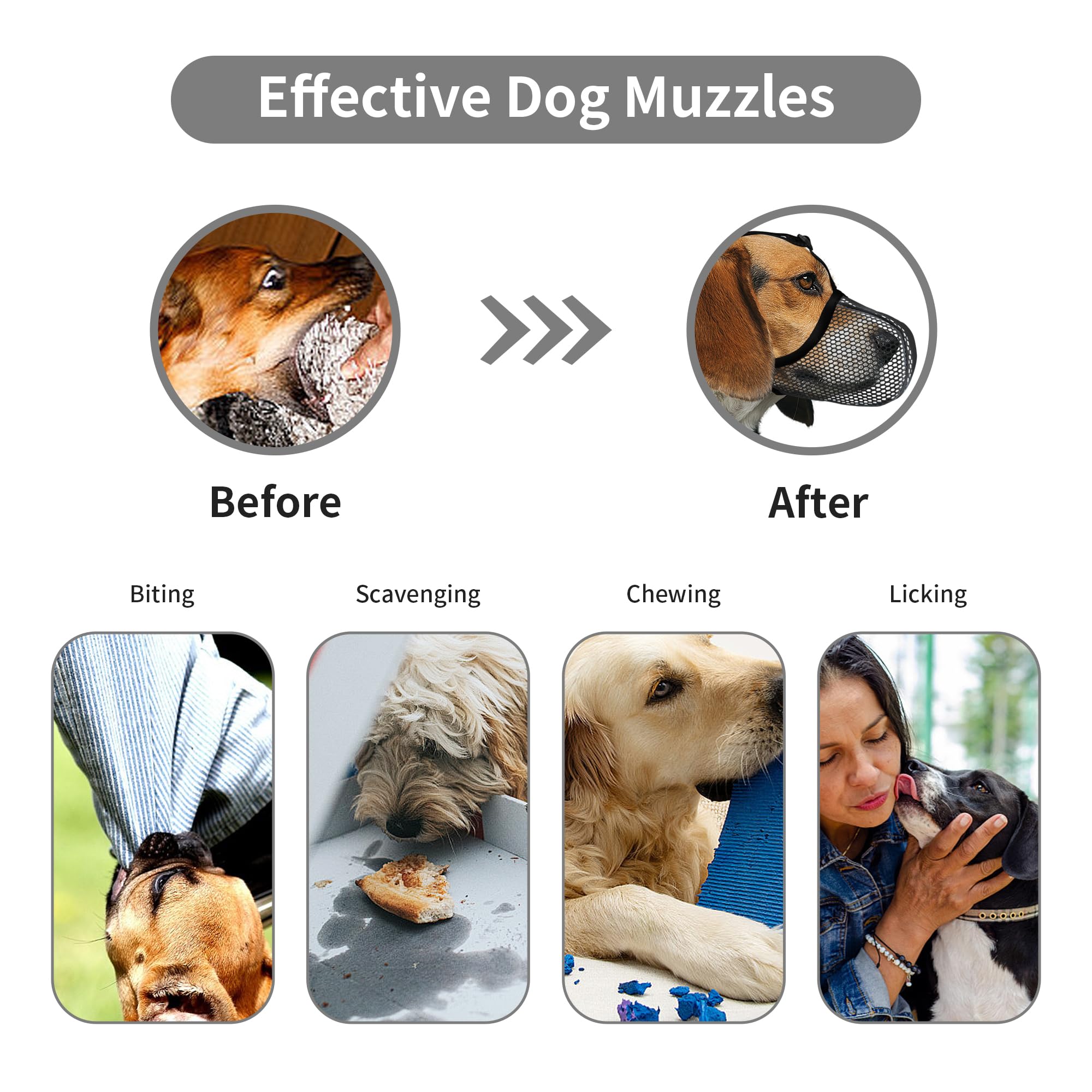 Muselière noire pour chien, respirante, douce, pour petits chiens, empêche les aboiements, les morsures, la mastication, réfléchissante, réglable, pour caniche, jouet, noir, taille S